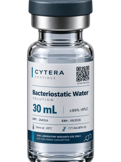 Bacteriostatic Water vial - Cytera Peptides, lot-numbered research peptide