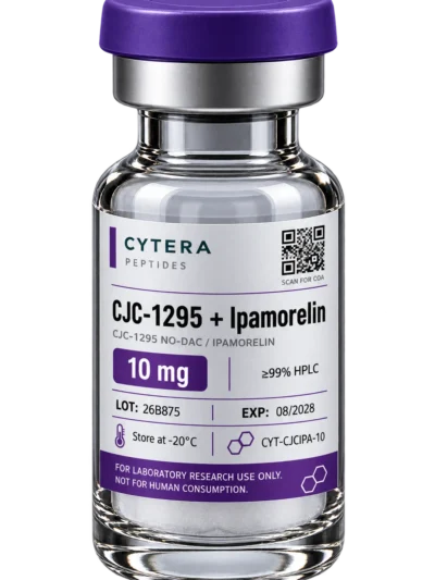 CJC 1295 Ipamorelin vial - Cytera Peptides, lot-numbered research peptide