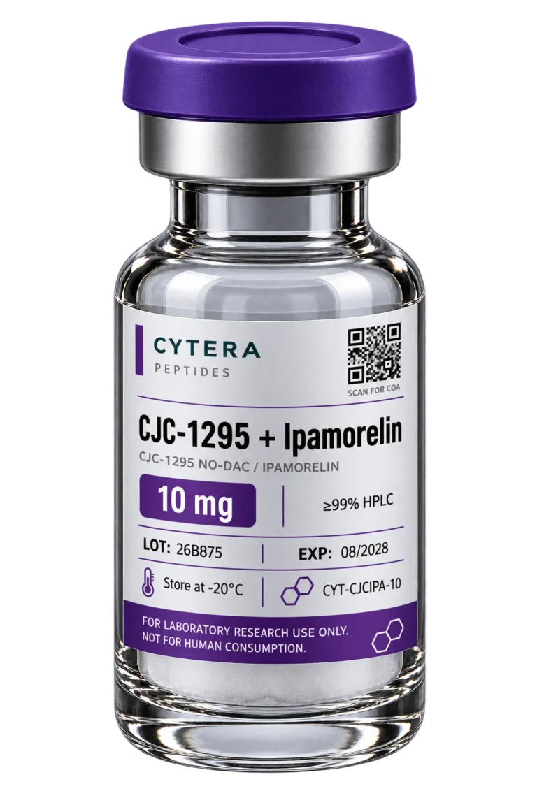 CJC 1295 Ipamorelin vial - Cytera Peptides, lot-numbered research peptide