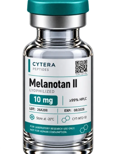 Melanotan 2 Peptide vial - Cytera Peptides, lot-numbered research peptide