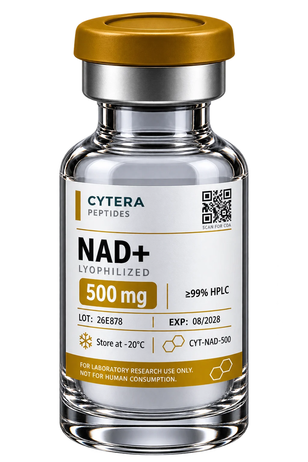 NAD+ Peptide vial - Cytera Peptides, lot-numbered research peptide