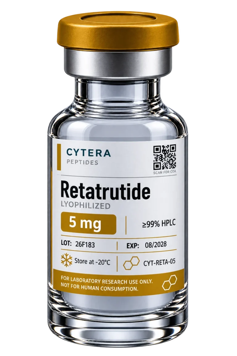 Retatrutide for Sale vial - Cytera Peptides, lot-numbered research peptide - 5 mg
