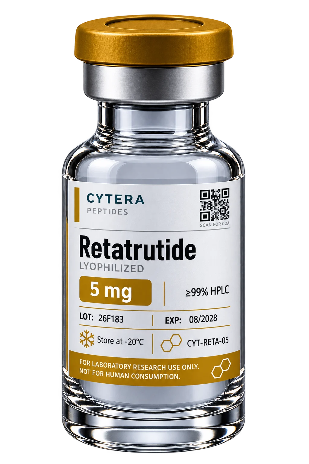 Retatrutide for Sale vial - Cytera Peptides, lot-numbered research peptide -