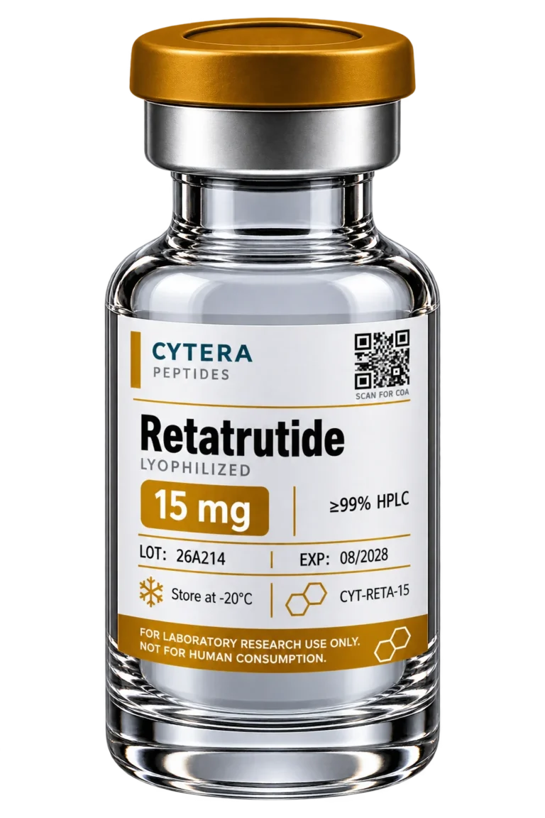 Retatrutide for Sale vial - Cytera Peptides, lot-numbered research peptide - 15 mg