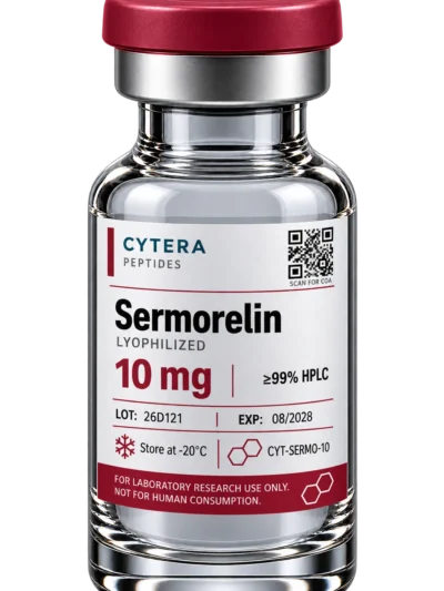 Sermorelin vial - Cytera Peptides, lot-numbered research peptide