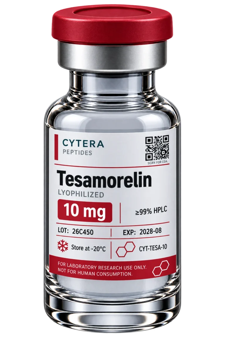 Tesamorelin Peptide vial - Cytera Peptides, lot-numbered research peptide