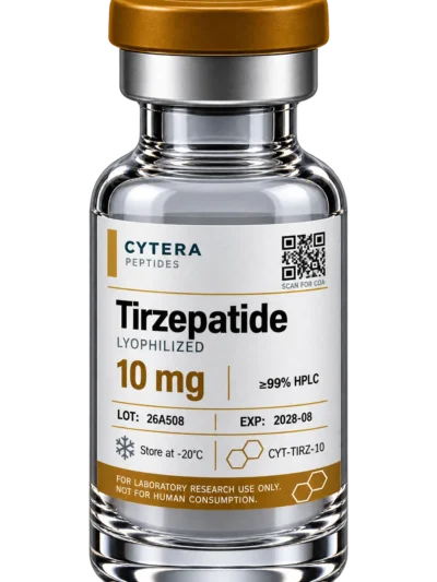 Tirzepatide Peptide vial - Cytera Peptides, lot-numbered research peptide - 