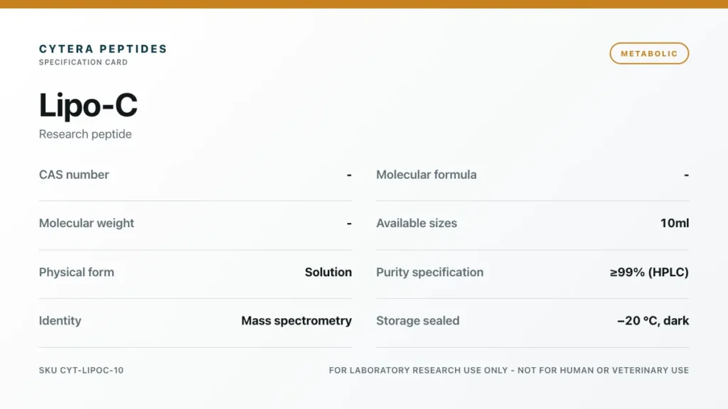 Lipo C specification card - Cytera Peptides