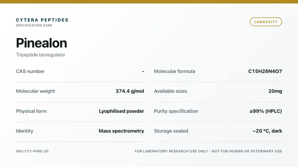 Pinealon specification card - Cytera Peptides